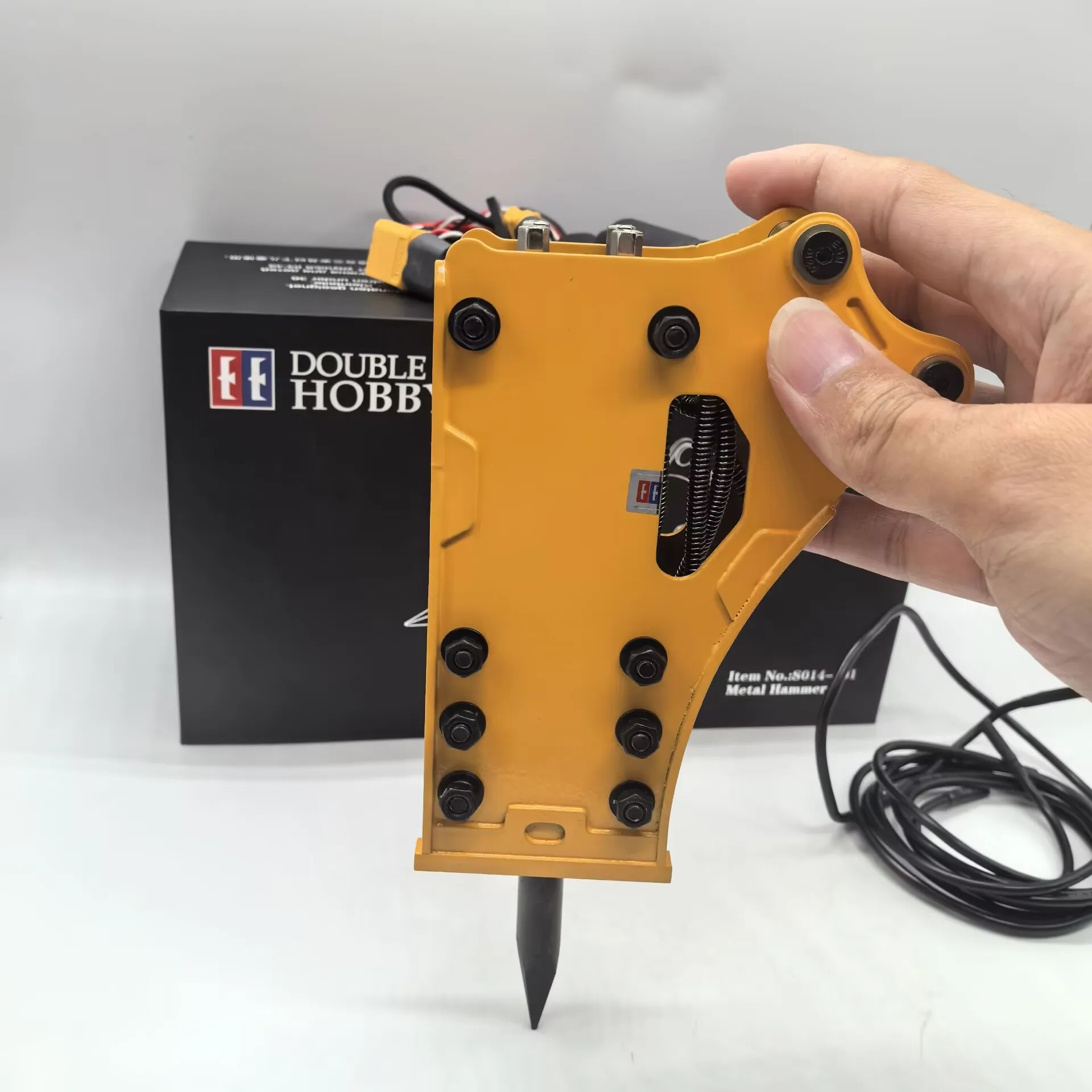 RC Upgrade Metal Breaker Hammer with Quick Hitch Coupler For Double E 1/14 E010 E111 EC160 Hydraulic Excavator