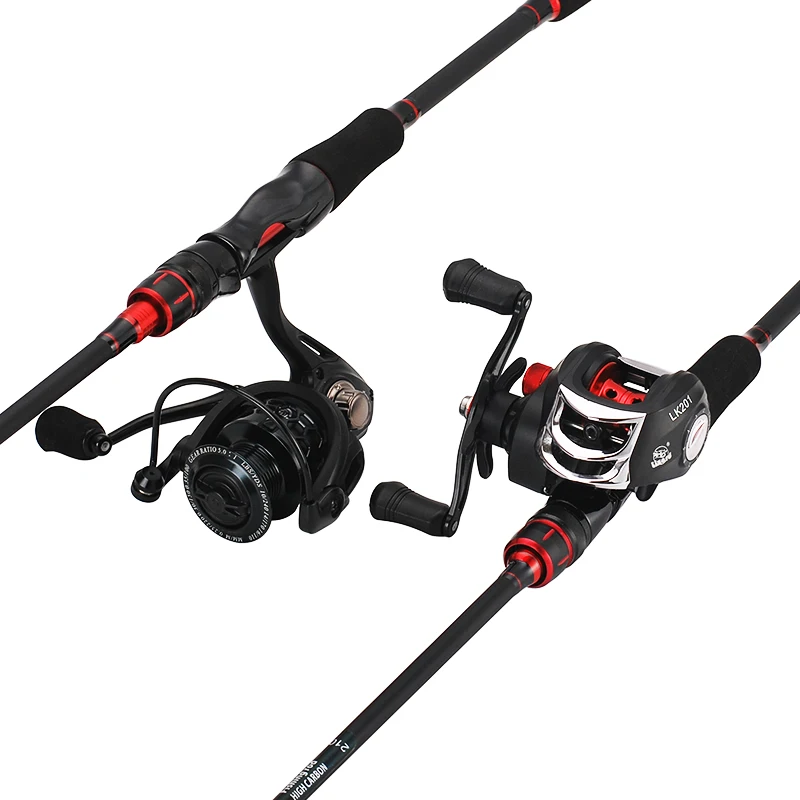 Lizard-Professional Fishing Rod with Full Reel Combo Set Spinning and Baitcasting Reel Travel Fishing Combined Rod