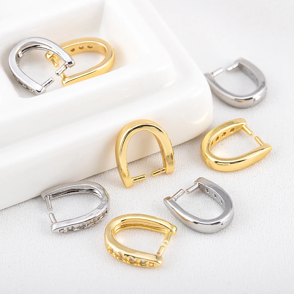 14K Gold Plated Brass Metal U Shape Pendant Bail Hooks for Jewelry Making Zircon Pendant Holder Bail Jewelry Making Accessories
