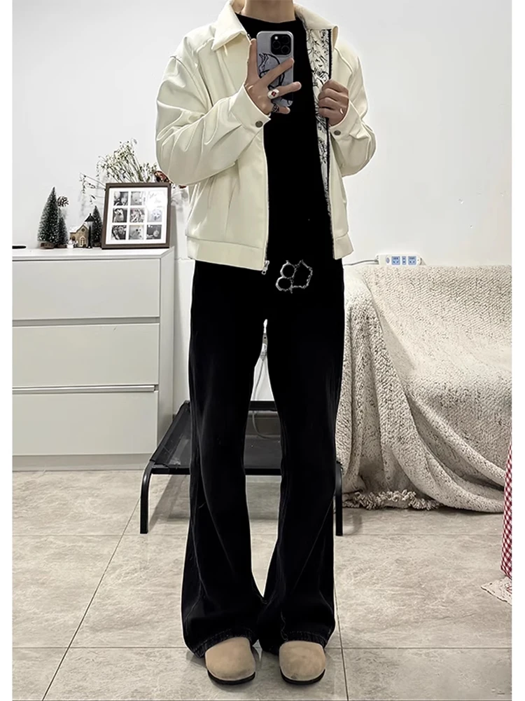 

Bla High Waist Wide Leg Jeans Men's American High Street Sle Cleanfit Straight Micro Flared Pants Youth Trend Cotton Poly...