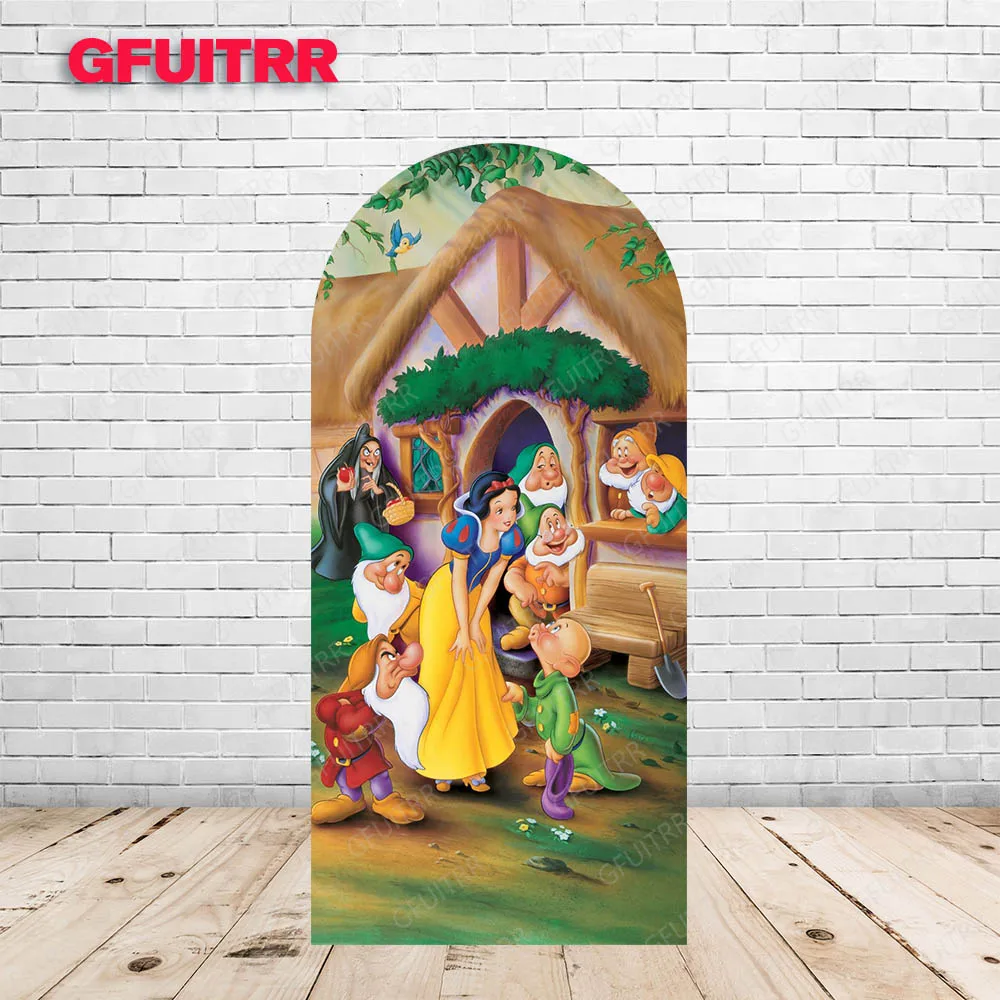 Snow White Backdrop Arch Cover Girl Birthday Decoration Photography Background Girl Boy Party Polyester Photo Booth Prop