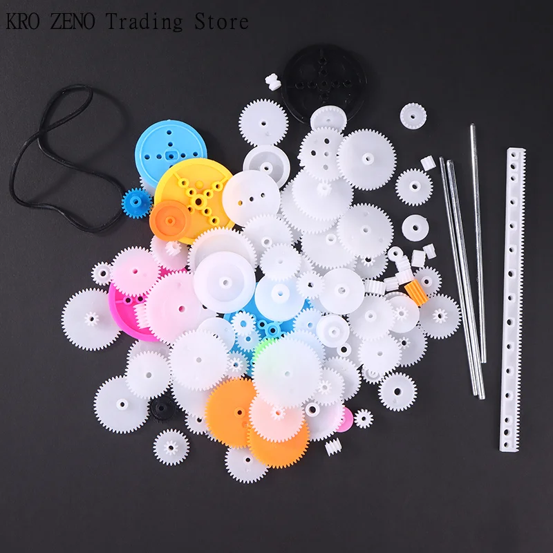 106Pcs Gear Kit Assortment Single Gears Rubber Band DIY Shaft Gear Toothed Wheel For Toy Model Making Motor RC Car Education Toy