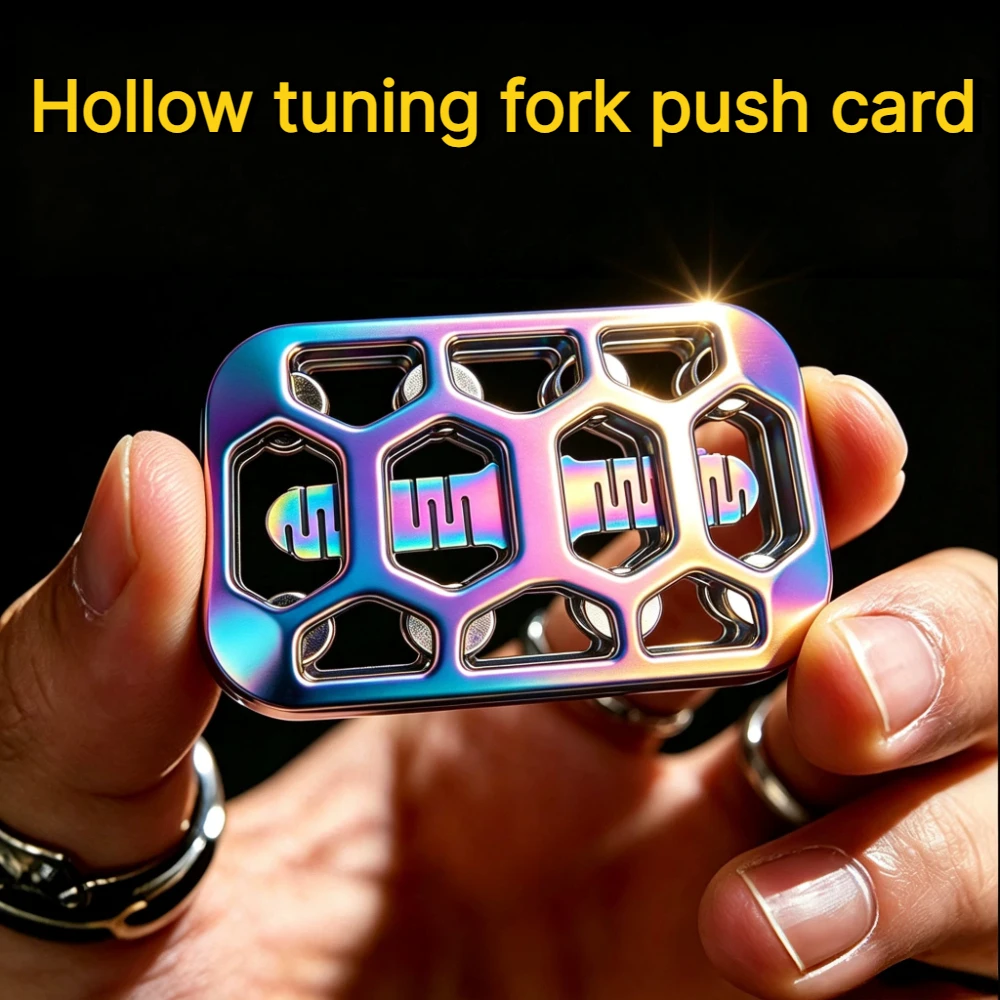 SJYEDC Stainless Steel Hollow Out Magnetic Tuning Fork Unlimited Position Fingertip Push Card Stress Toy