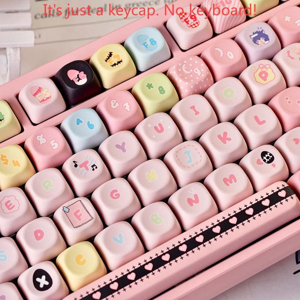 Cute Pink Keycap Set PBT 132 Key MOA Guardian Love Cartoon Girl Keycap Suitable for 60/84/98/108 Mechanical Keyboard