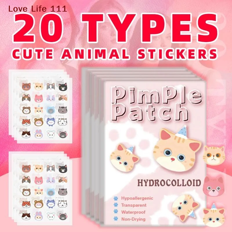 600 Pcs Acne Patches Cat Shaped Acne Treatment Sticker Colorful Acne Cover Removal Pimple Patch Anti-Acne Hydrocolloid Sticker