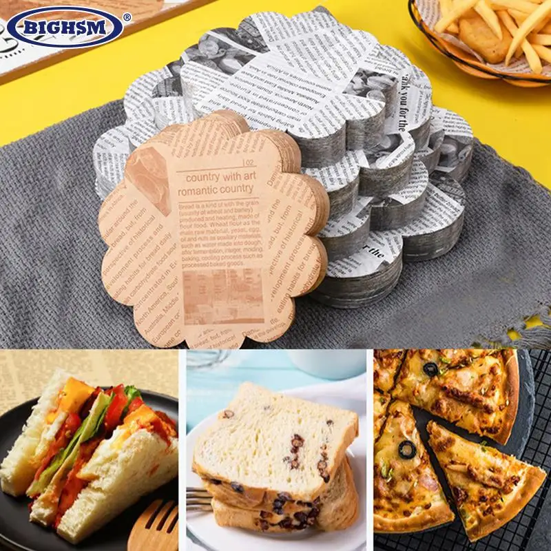 100pcs Wax Paper Food Grade Grease Paper Food Wrappers Wrapping Paper For Bread Sandwich Burger Fries Oilpaper Baking Tools