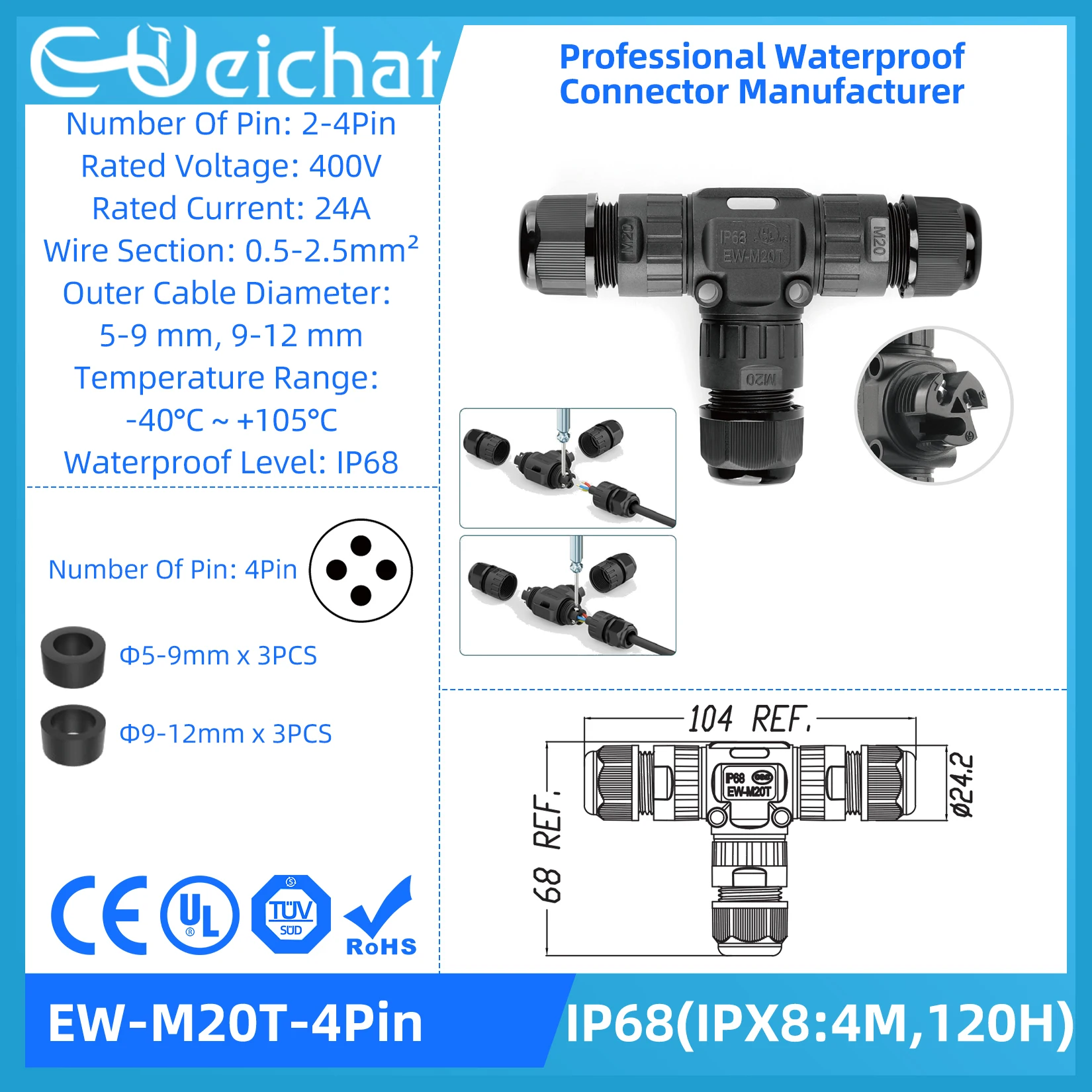 Variant: EW-M20T-4Pin 1PCS