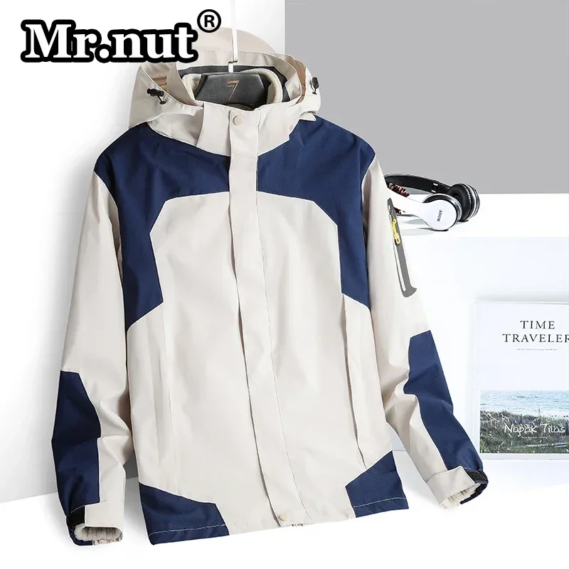 

Mr.nut Winter Camping Hoodie Outwear Jackets Couples Casual Detachable 2 Piece Set Climbing Suit Waterproof Windbreak Jacket Man