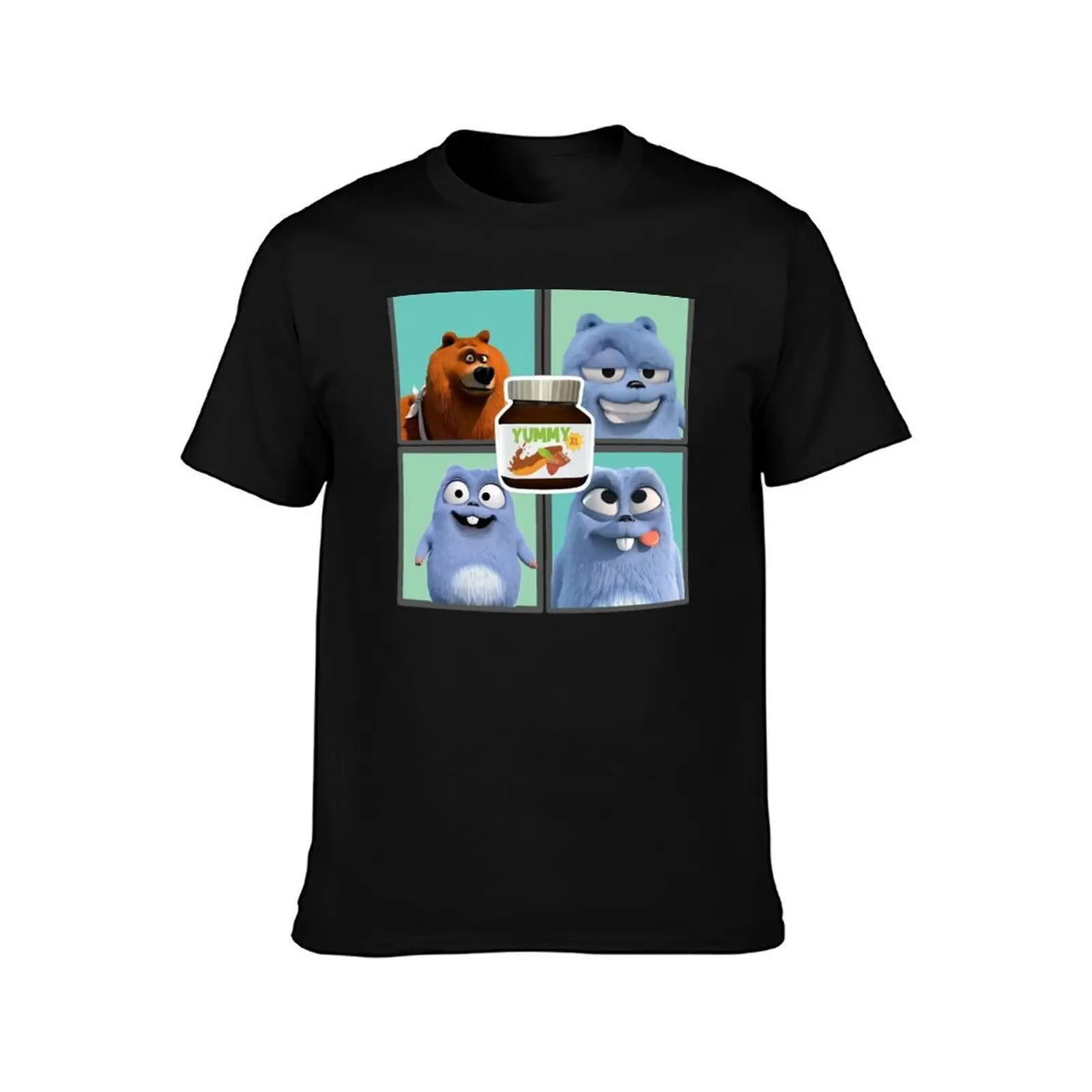 Grizzly and lemmings T-Shirt, Summer Casual Cotton Tee, Oversized Streetwear Tops, Vintage Graphic Print, Loose Fit Short Sleeve