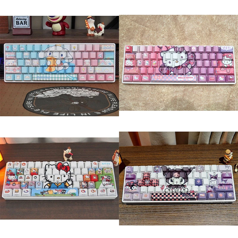 

Kawaii Sanrio Kuromi Hello Kitty Cinnamoroll DIY keycap Original height Anime figure Cross axis Mechanical keyboard accessories