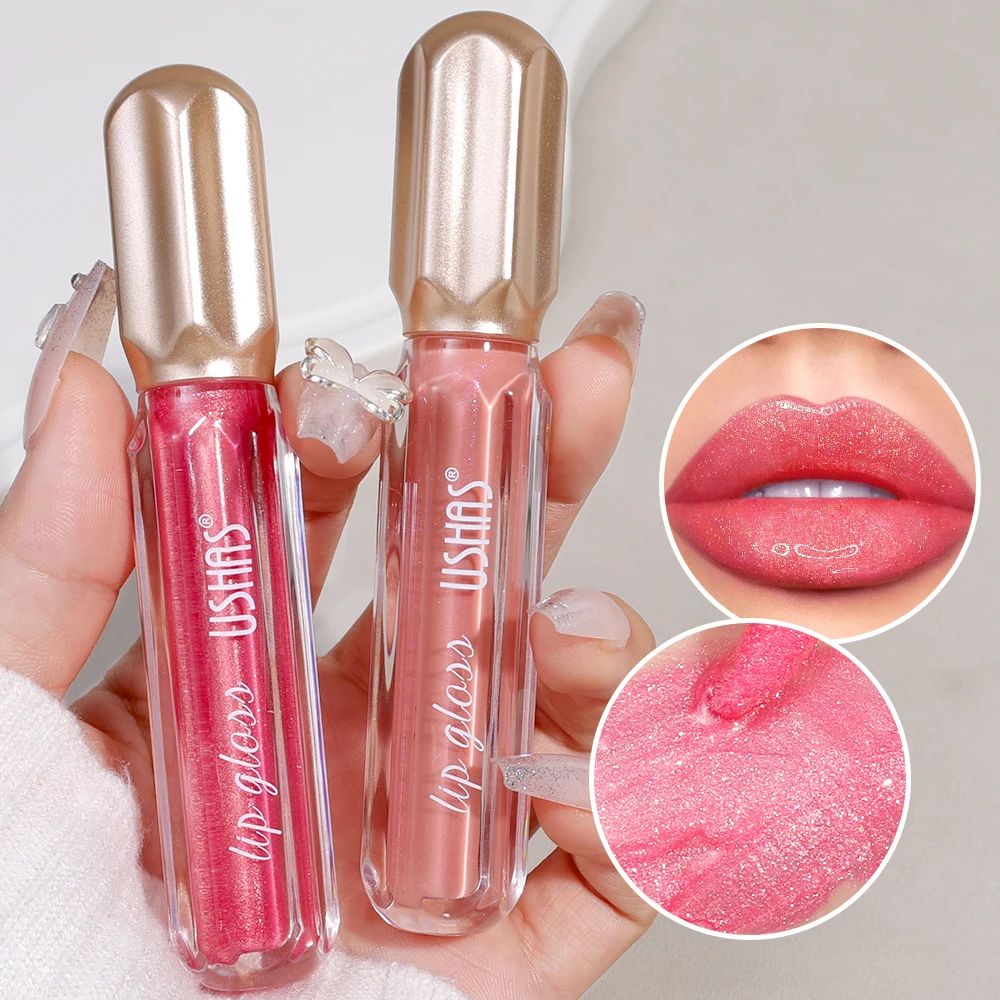 Glitter Pearlescent Lip Gloss Moisturizing Lasting Non-Stick Cup Sexy Shimmer Shine Red Liquid Lipsticks Women Makeup Cosmetics