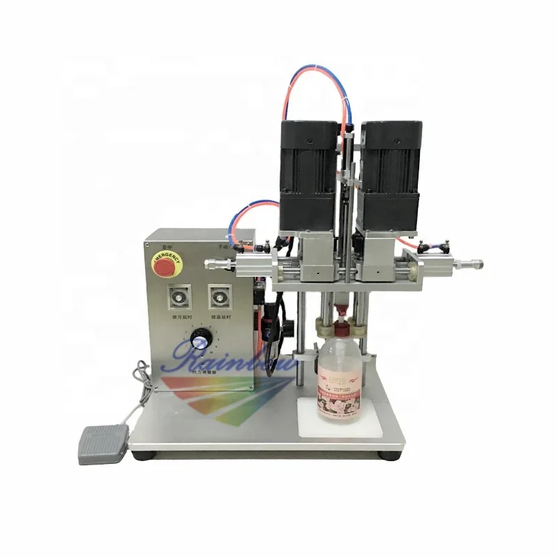 Tabletop pneumatic semi-automatic screw plastic capper