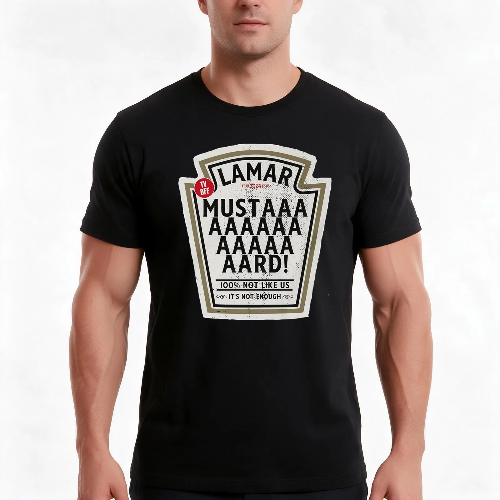 Vintage Kendrick Lamar Mustard TV Off 2025 T-Shirt, Summer Casual Cotton Tee, Oversized Streetwear Tops, Vintage Graphic Print