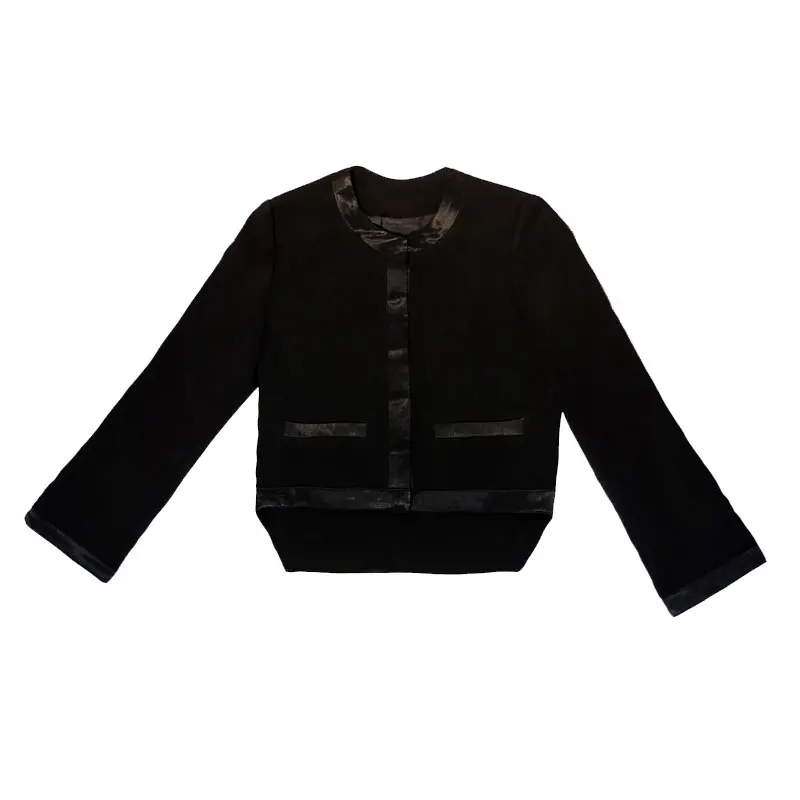 

Женская куртка Ele Slimming с декоративной лентой, высококачественная, прямого кроя, с длинными рукавами, модная верхняя одежда