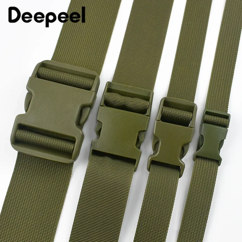 

1-10Sets 20-50mm Armygreen Nylon Webbing Tape+Plastic Release Buckle for Sewing Bag Strap Dog Collar Tri-Glide Slider Clasp Hook