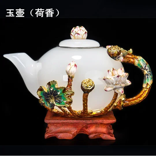 Tea Set Ceramic Underglaze Color Three-Dimensional Flower Decoration Boutique Enamel Porcelain Glaze Chinese Retro Vase Gift Box