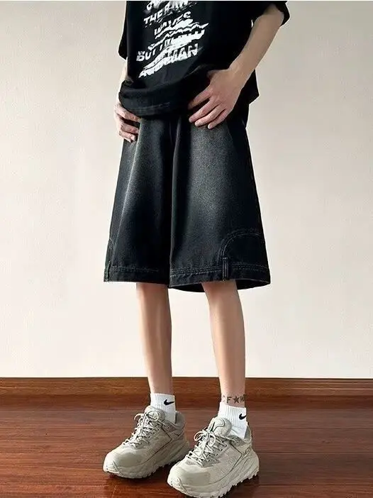 American Retro plus Size 300 Pou Installazione inversa Jeans orts Uomo Estate High Street Trend Marca Haome Five-Parts P...