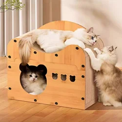 Cat Scratcher House Cat Condo with Cat Scratcher Board Large Space Cardboard Cat Bed Cave Cat to Rest Scratching Cat Scratch Pad