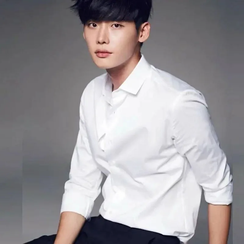 

Men's Slim Fit Long Sleeve White Shirt Business Casual Office Work Uniform Spring Autumn Men Men Clothing Camisas TS-965