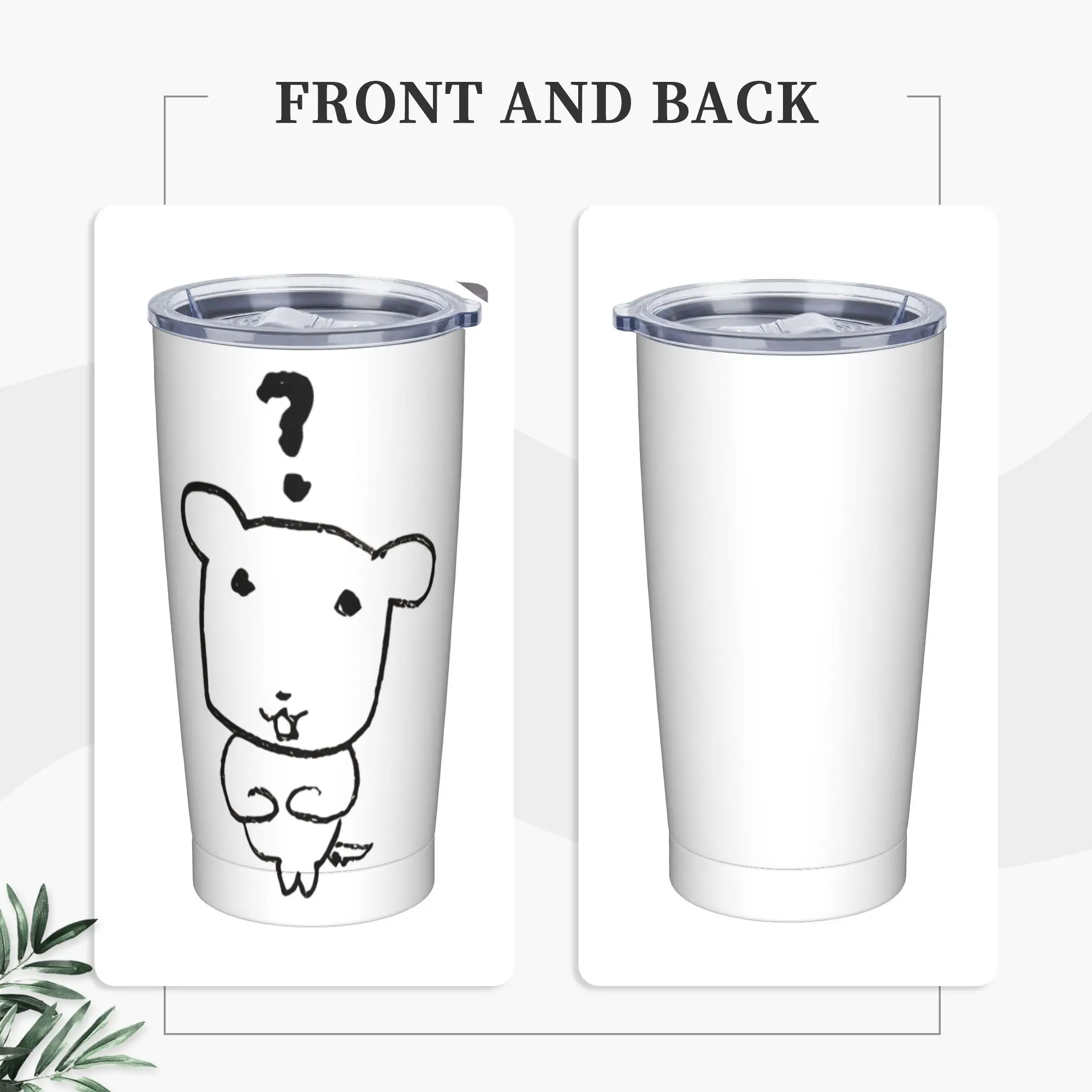 Stainless Steel Tumbler GANADIs Confused Question Dog Coffee Mug  Leakproof Hot Drinks Car Mugs Driving Water Bottle