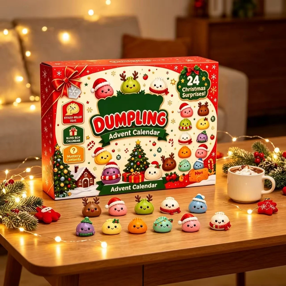 Office Tech Gadgets - 24日間のクリスマス・餃子アドベントカレンダー・ギフトセット。ホリデーシーズンのカウントダウンオーナメント、卓上装飾、お祝いのパーティーの記念品として最適です。