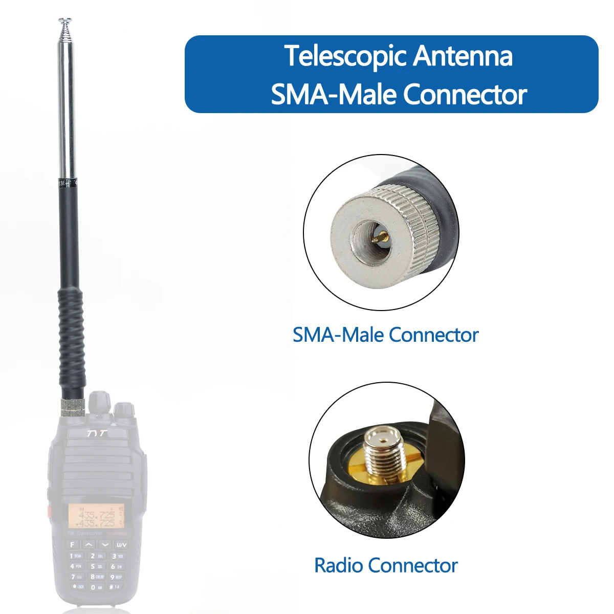 Antena telescópica para walkie-talkie,dispositivo de23cm/130cm, sma-macho,VHF,136-174MHz,para Yaesu,VX-6R,TYT,TH-UV8000D, Wouxun