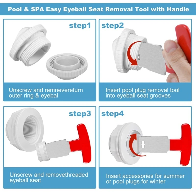 ABUL-Pool Plug Removal Tool,For Above& Inground Pool Spa Return Jet Plug Nozzles Inlet Fittings