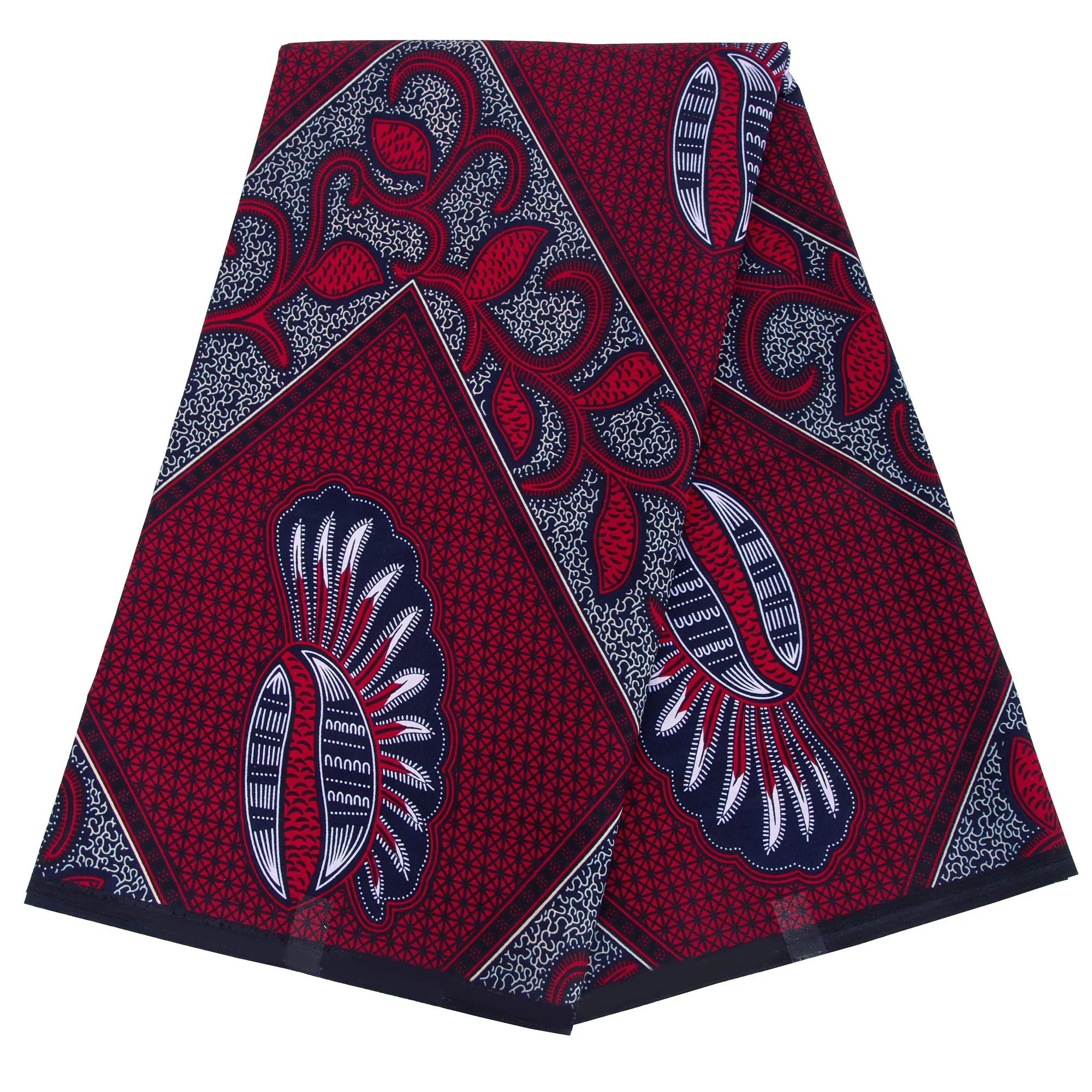 

African Cotton Wax Fabric Red Background Ankara Material Africa Print Wax Cloth for Party Dress 24fs1596