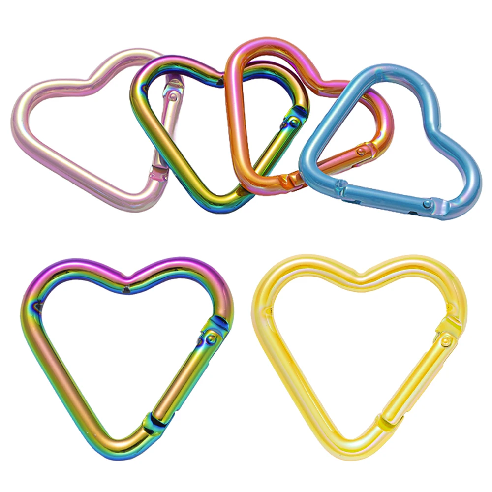 

5pcs/Lot Heart Shaped Keyrings Buckle Metal Carabiner Hook For DIY Key Chains Jewelry Making Supplies Handbag Accessories Crafts