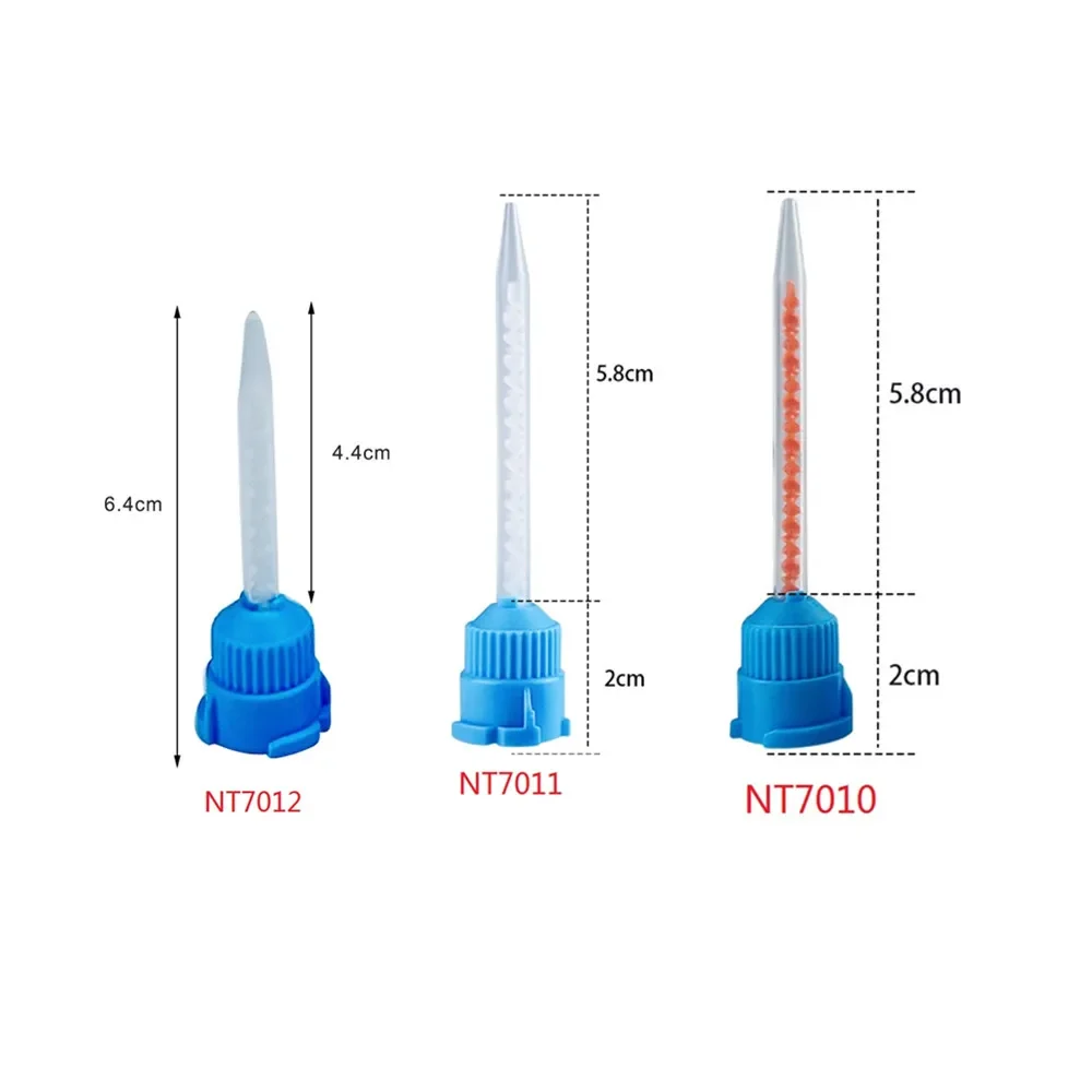 Puntas de mezcla de silicona Dental azul 1:1, puntas dentales desechables de laboratorio para Material de impresión, tubo de cabezal de mezcla de