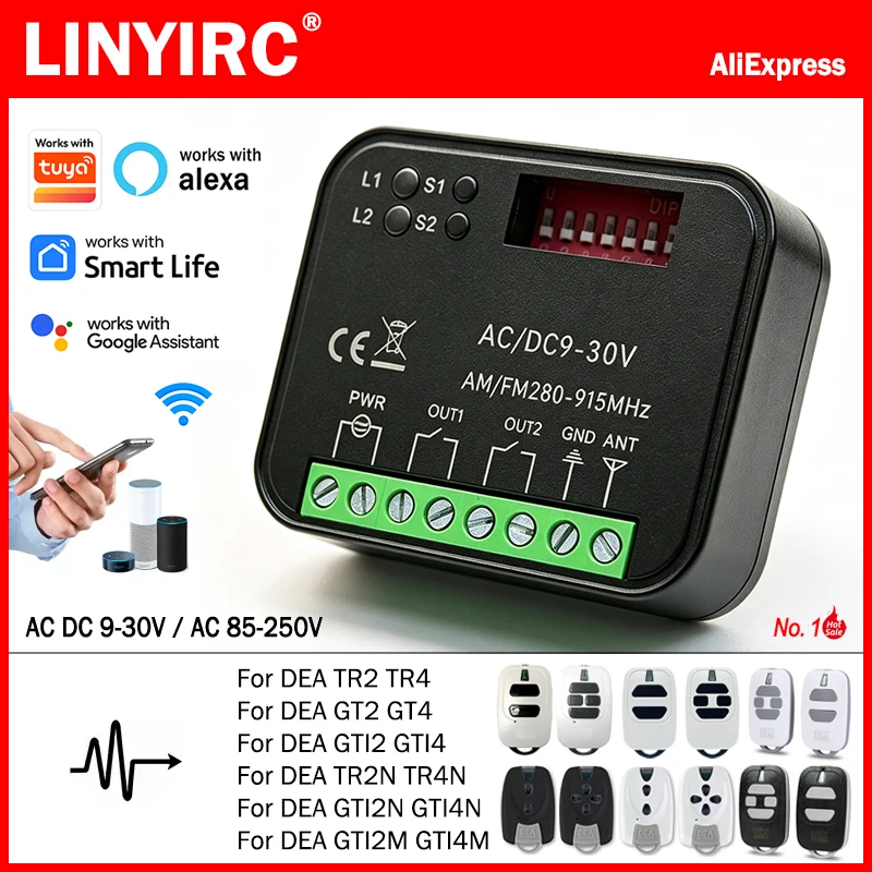 Works With Tuya Wifi Smart Module Receiver For DEA GT2 GT4 GTI2 GTI4 GTI2N GTI4N GTI2M GTI4M TR2 TR4 TR2N TR4N Remote Control