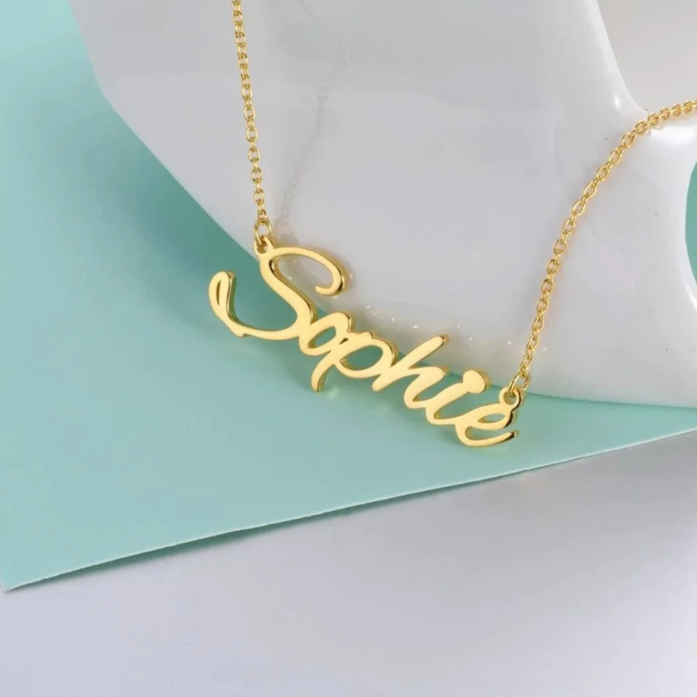 Customized Name with Different Fonts Pendant Stainless Steel Simple and Fresh Necklace