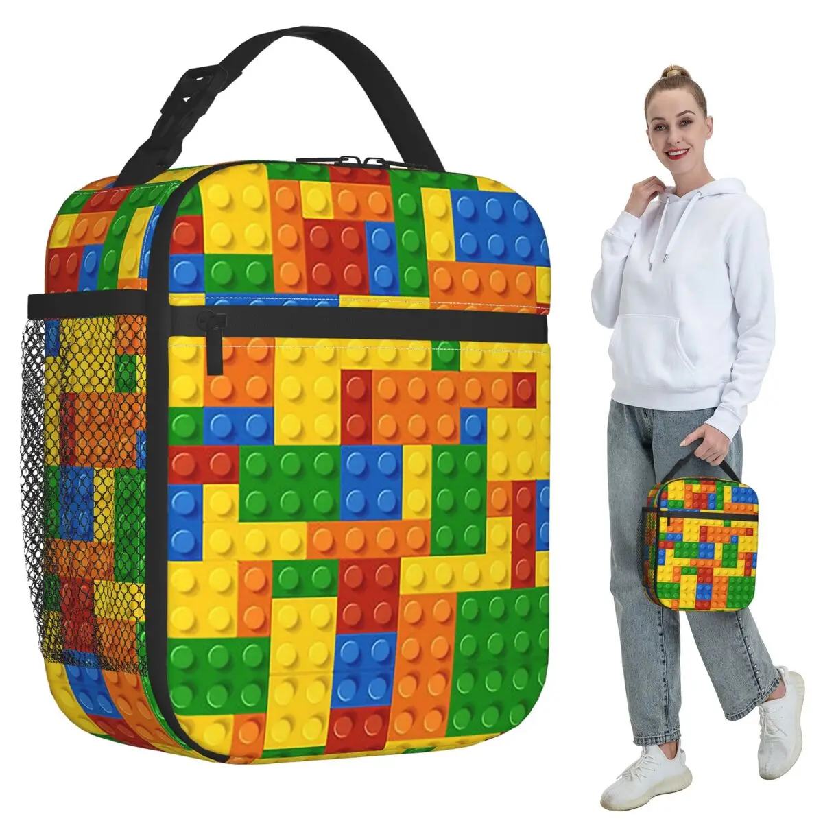 

Building Blocks Construction Brick Insulated Lunch Bag for Women Cooler Thermal Food Box Tote Portable Lunch Boxes Container