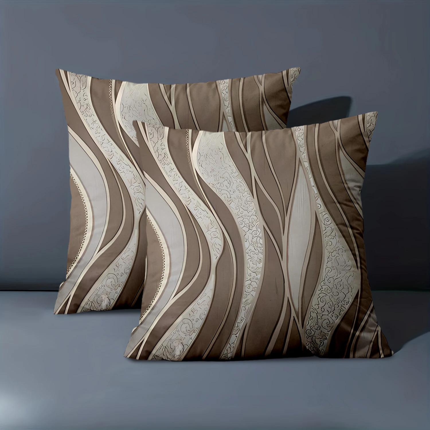 1 Pieces - 2D flat printing Brown and White Patterned Decorative Throw Pillows Polyester pillowcase, sofa decorative cushion cov