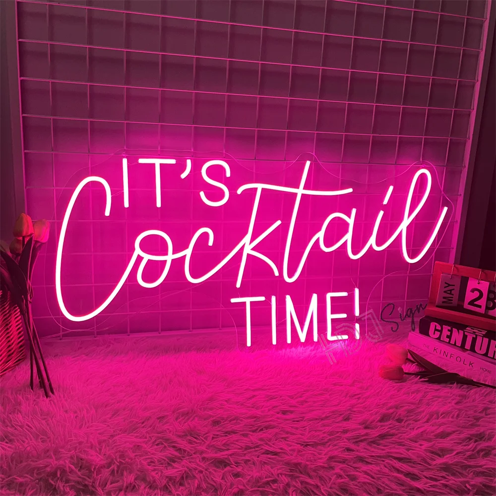 It's Cocktail Time LED Neon Sign Coffee Neon Lights Wall Art Decoration Gitter Bar Light Up Sign Decor Home Party LED Lights