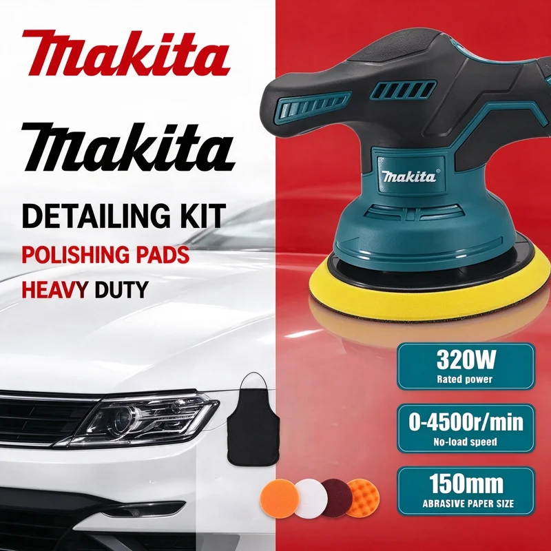 Makita 8 Gears Adjustable Wireless Car Polishing Cordless Electric Waxer Buffer Auto Paint Repair Detailing Tool For 18V Battery