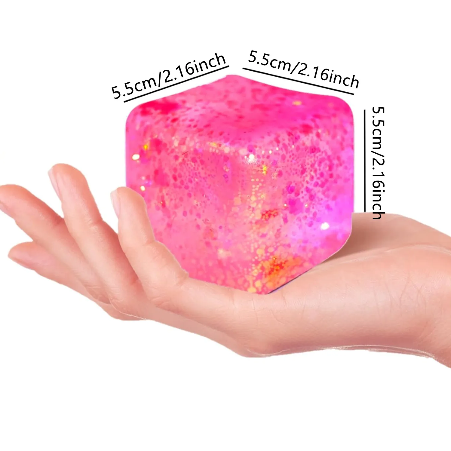 Slow Rise Glitter Stress Cube Stress Balls Malt Sugar Stress Balls for Adults & Kids ADHD Fidget Toys Anxiety Squishy Toys
