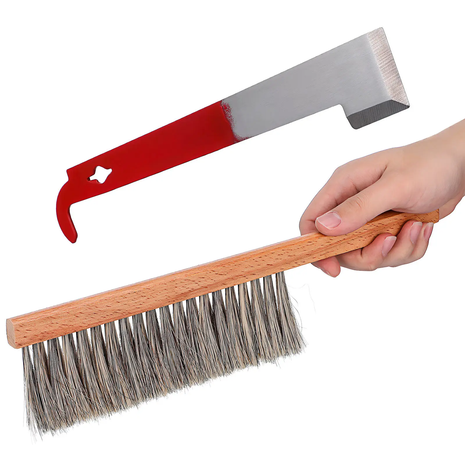 1Set Beekeeping Hive Tool Set Scraper Tool Ergonomic Design Strong Metal Wood Construction Ideal for Beginners