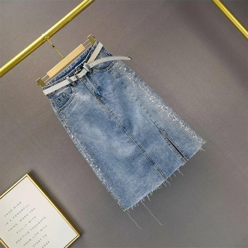 

High Waist with Slit Women's Denim Skirt Midi Quality Aesthetic Summer 2025 Y2k Vintage Clothing Sales Cheap Female Jeans Skirts
