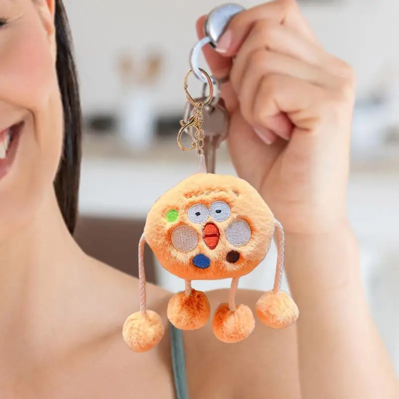 Plush Keychains For Backpacks Cookie-Shaped Plush Toy Keychain Stuffed Anima Keychain Creative Purse Backpack Charm Handbag