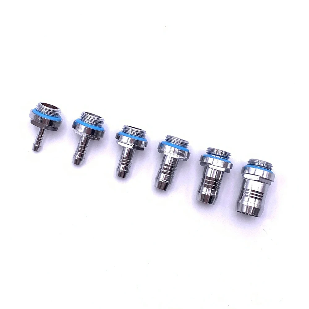 4pcs Water Cooling Barb Fitting Two-Touch Fitting G1/4 Thread Barb Connector for Computer Cooling System 4/6/7.2/9/11/14mm