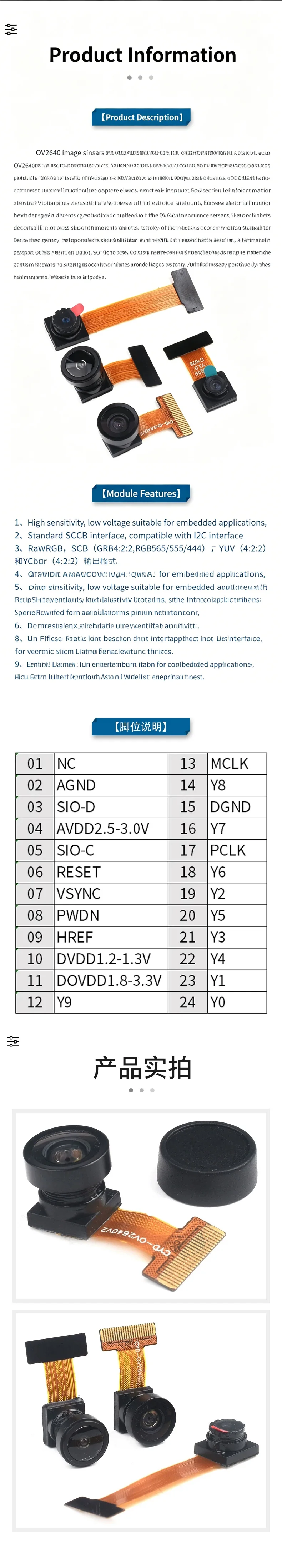 Snvi OV2640 OV3660 Kameramodul ESP32-CAM 2MP 5MP 160 ° Weitwinkel-Nachtsicht-IR-DVP 24PIN für Arduino ESP32-S3 – Detail 2