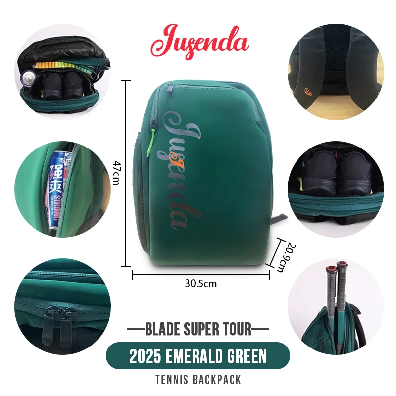 Jusenda Blade Super Tour V9 Tennis Bag Racquet Backpack Court Tournament Tennis Racket Bag Large Capacity Can Hold 2-9 Rackets