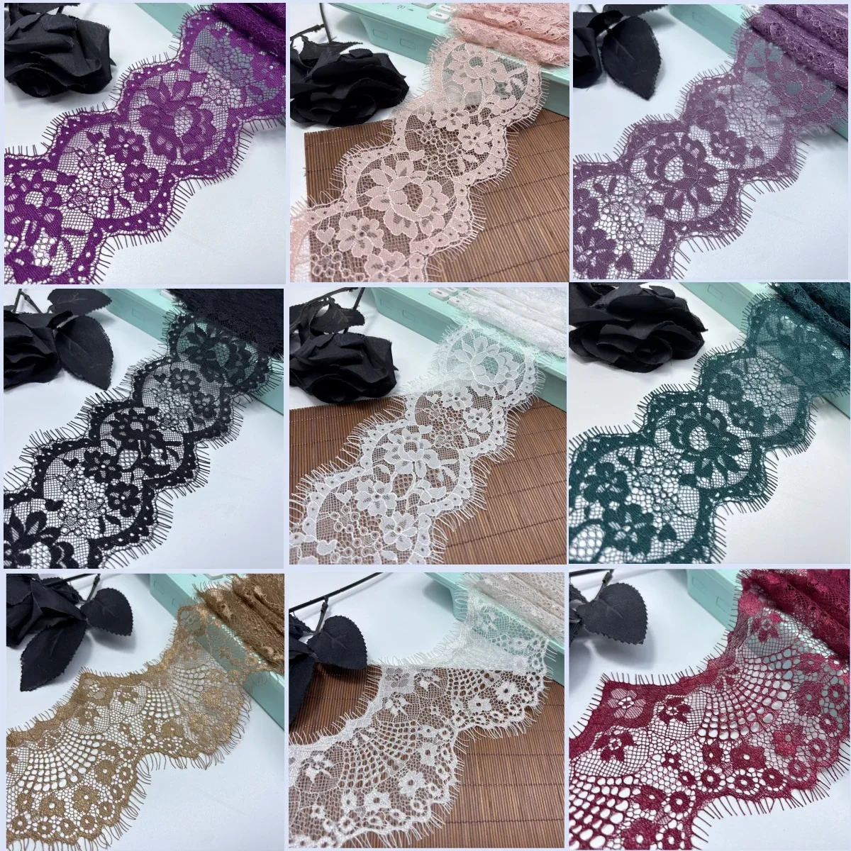 

(6M)Fashion Trimming Lace Chantilly Blace Lace Trim French Lace Trim Lingerie DIY Eyelash Lace Trim