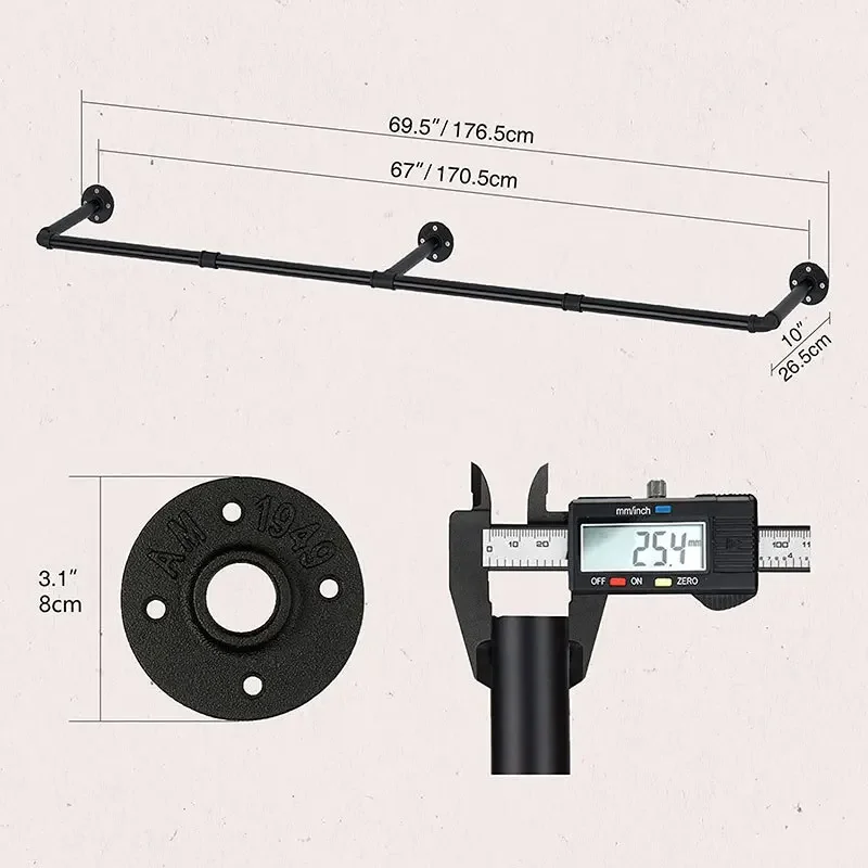 Industrial Style Clothing Store on the Wall Hanger Shelf, Coat Racks