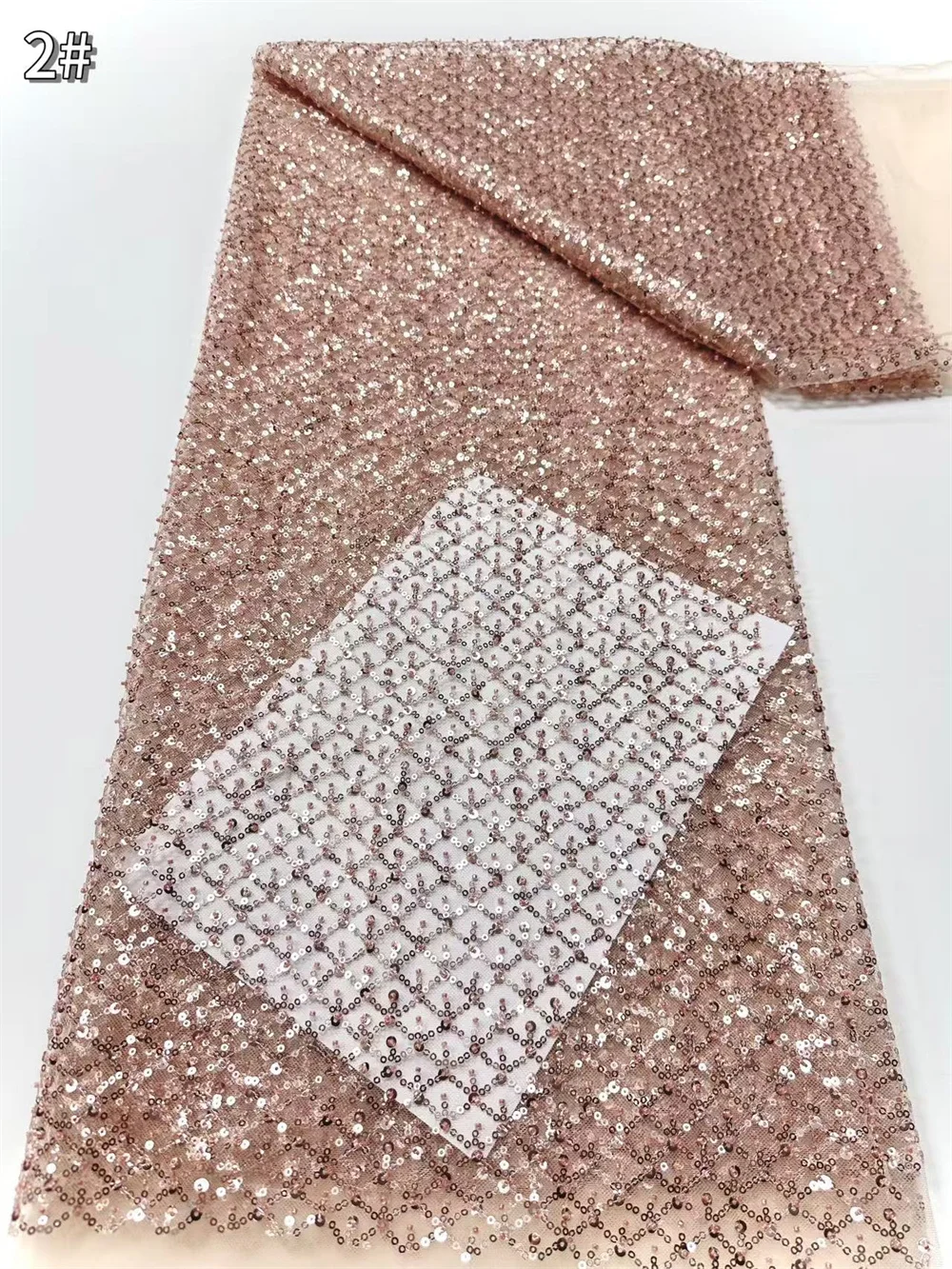 Royal Blue African Fabric 5 Yards Sequin Lace Fabric 2025 High Quality Lace Beads Embroidered Dubai New 2025 Evening Dress H52-1