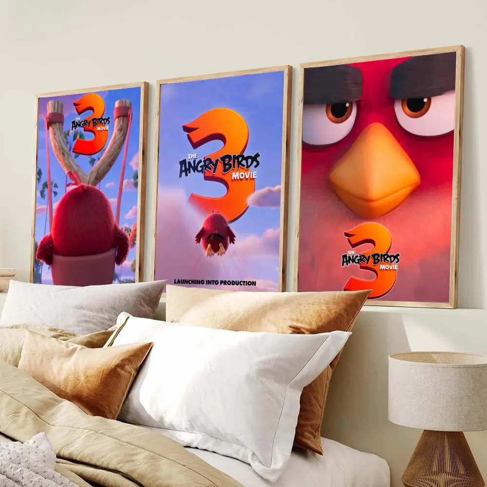 Anime T-The Angry Birds Movie 3 Poster PP Wall Posters Celebrity Cartoon Art Prints for Bedroom Office Waterproof Gift