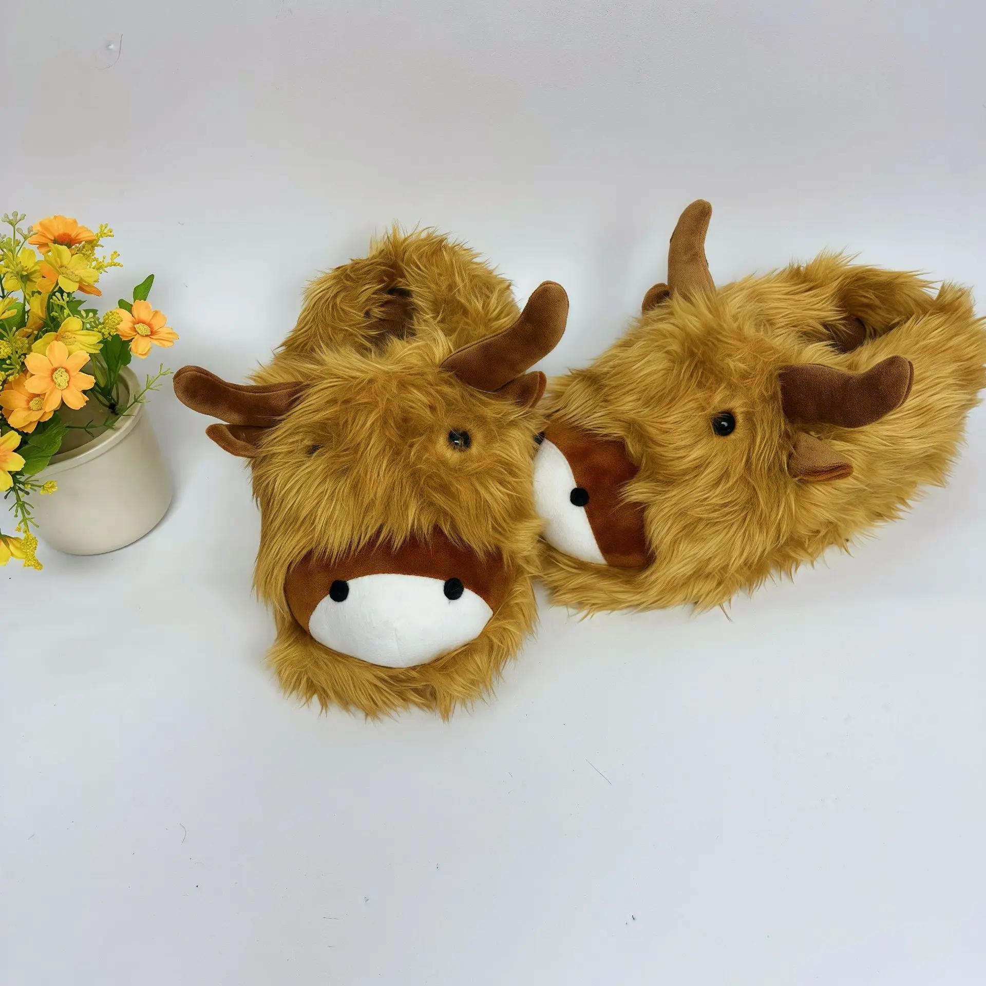 الياك الحيوان نعال قماش شتاء جديد الإبداعية المنزل الدافئة سميكة أحذية قطنية أسفل الكرتون نعال قماش لينة لطيف مهرجان هدية #3