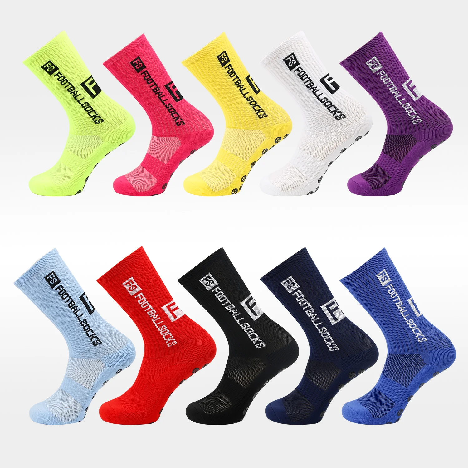 New Style FS Football Socks Round Silicone Suction Cup Grip Anti Slip Soccer Socks Sports Men Women Baseball Rugby Socks