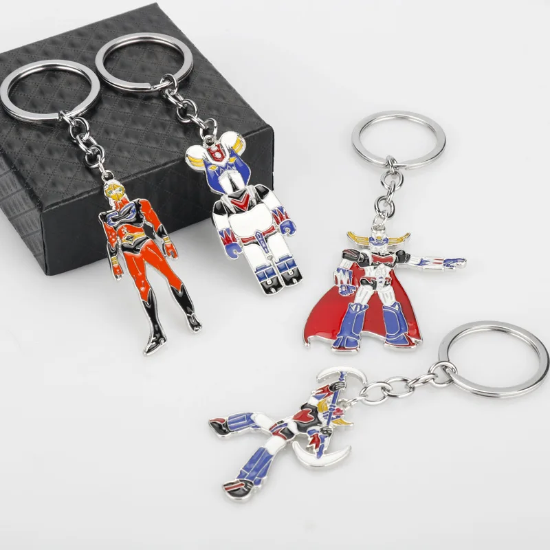 Anime Mazinger Z Metal Keychain UFO Robot Grendizer Logo Pendant Choker Car Keyring Men Boy Jewelry Gift